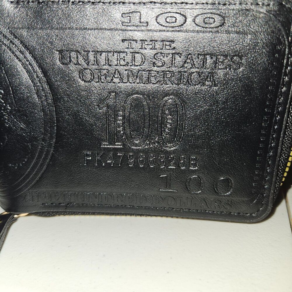 Federal Reserve Note 100 Wallet Black Zip Around Bifold Organizer